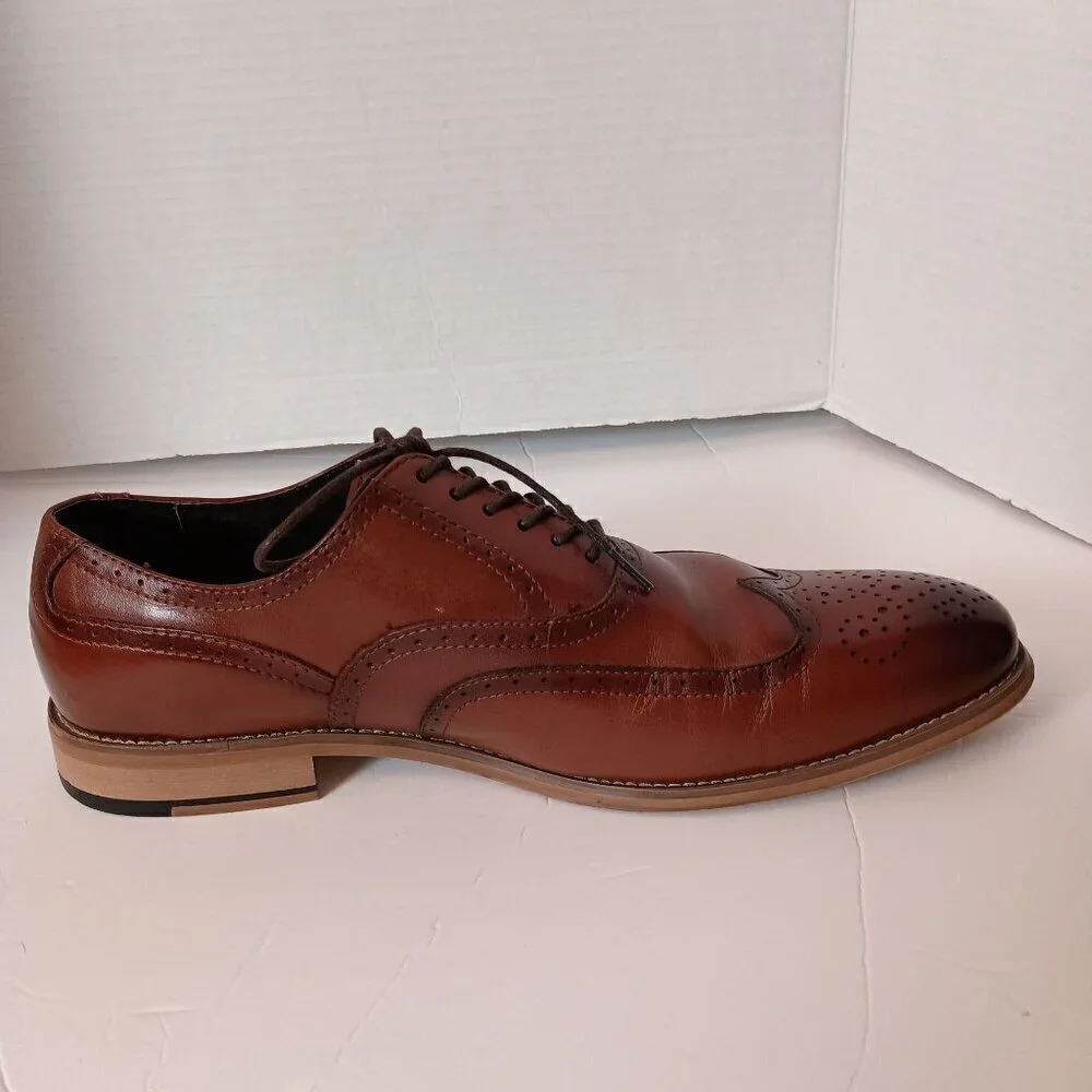 Stacy Adams 25064 Men's Dunbar-Wingtip Oxford, Cognac Size 10
